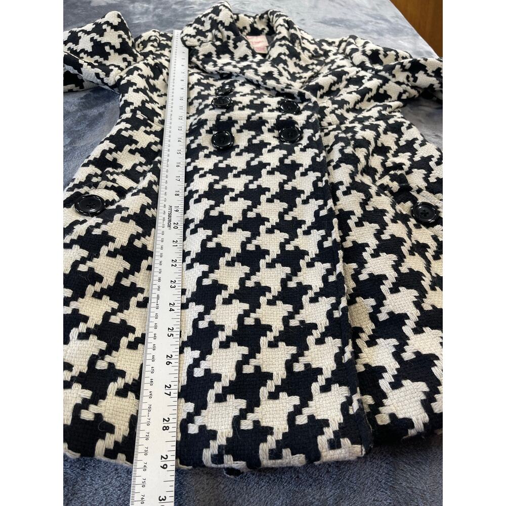 Candies Womens Size Large Black White Houndstooth Double Breasted Peacoat Y2K - Picture 6 of 8